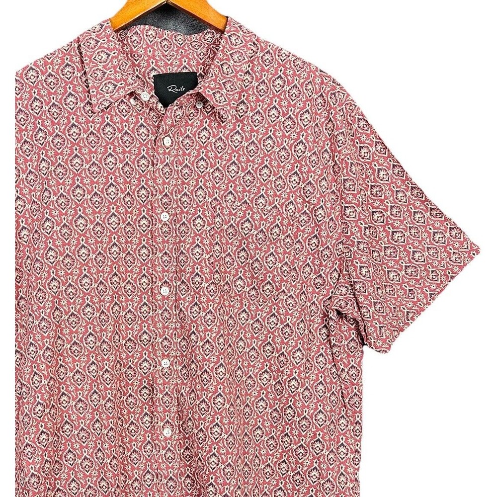 RAILS Shirt SS Men's XL CARSON Pendant Batik Rose Casual Button Linen Blend